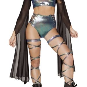 New! Roma Foil Iridescent Lace Up Hot Shorts